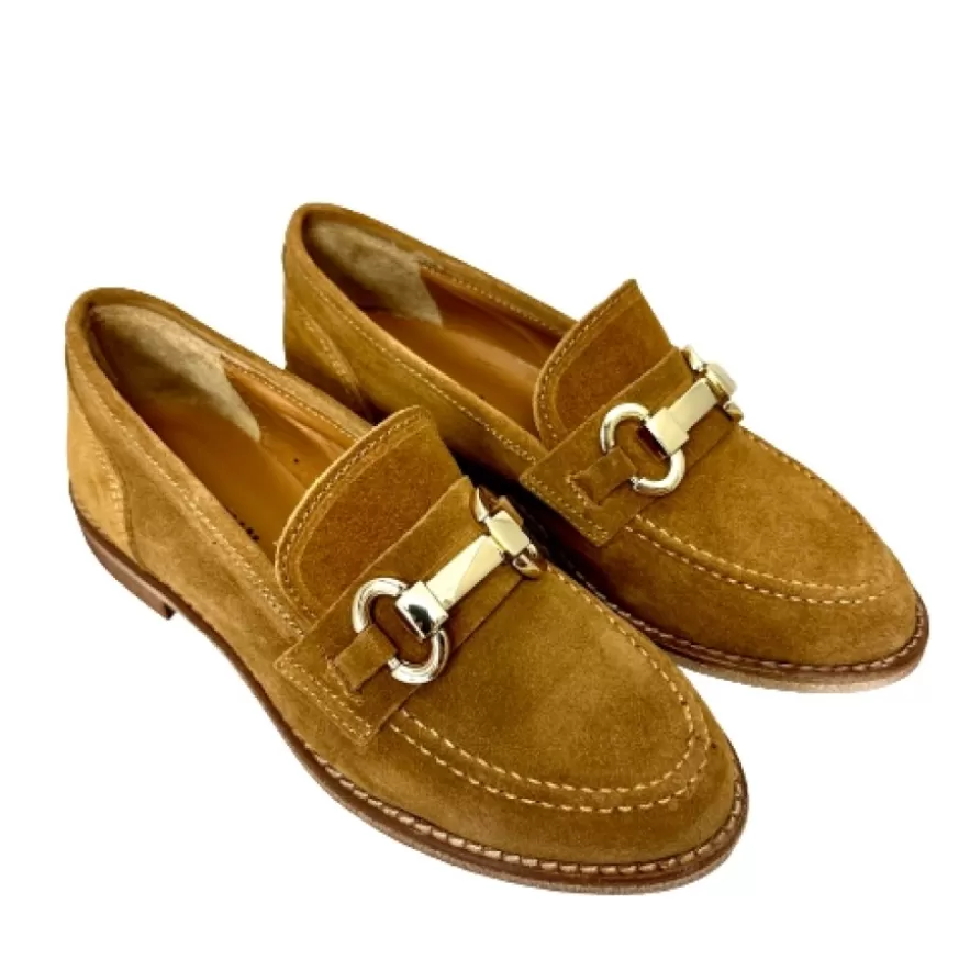 Donna CAMARRI CALZATURE Scarpe Donna | Mocassino Artigianale In Nabuk Cuoio Con Morsetto