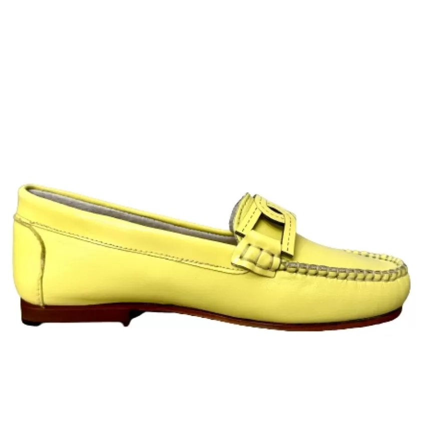Donna CAMARRI CALZATURE Scarpe Donna | Mocassino Artigianale In Pelle E Vernice Giallo