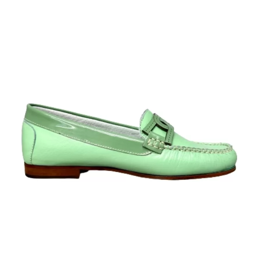 Donna CAMARRI CALZATURE Scarpe Donna | Mocassino Artigianale In Pelle E Vernice Verde Menta