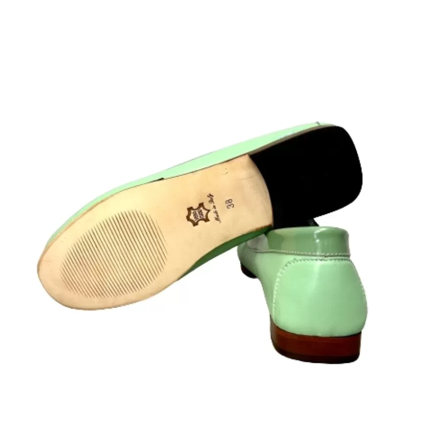 Donna CAMARRI CALZATURE Scarpe Donna | Mocassino Artigianale In Pelle E Vernice Verde Menta