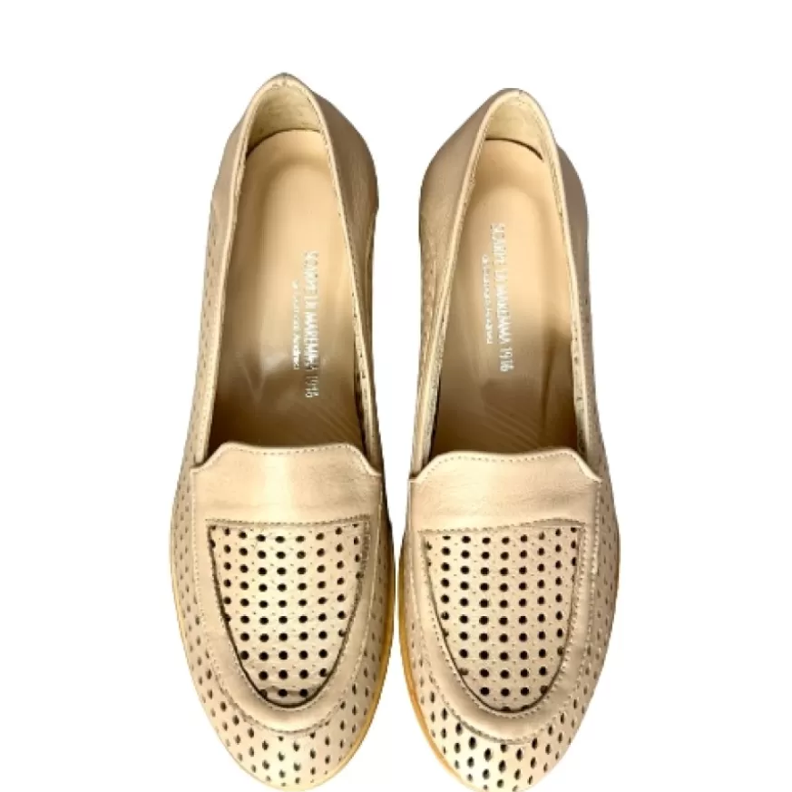 Donna CAMARRI CALZATURE Scarpe Donna | Mocassino Artigianale In Pelle Forata Nude