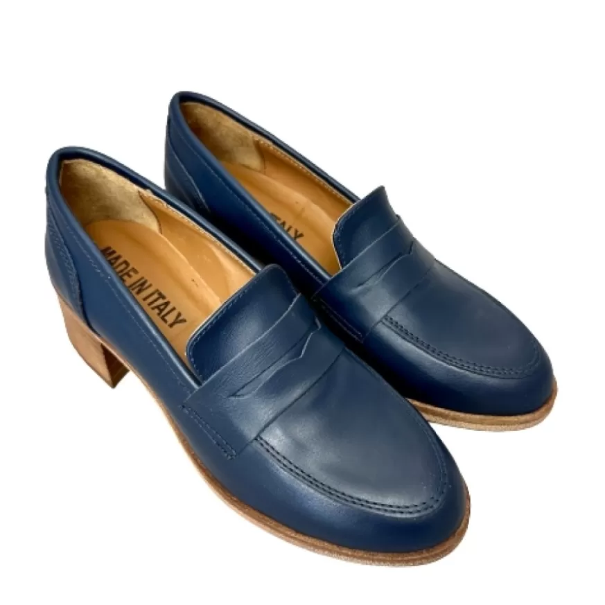Donna CAMARRI CALZATURE Scarpe Donna | Mocassino Artigianale In Pelle Mod. College Con Tacco