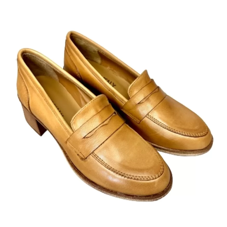 Donna CAMARRI CALZATURE Scarpe Donna | Mocassino Artigianale In Pelle Mod. College Con Tacco
