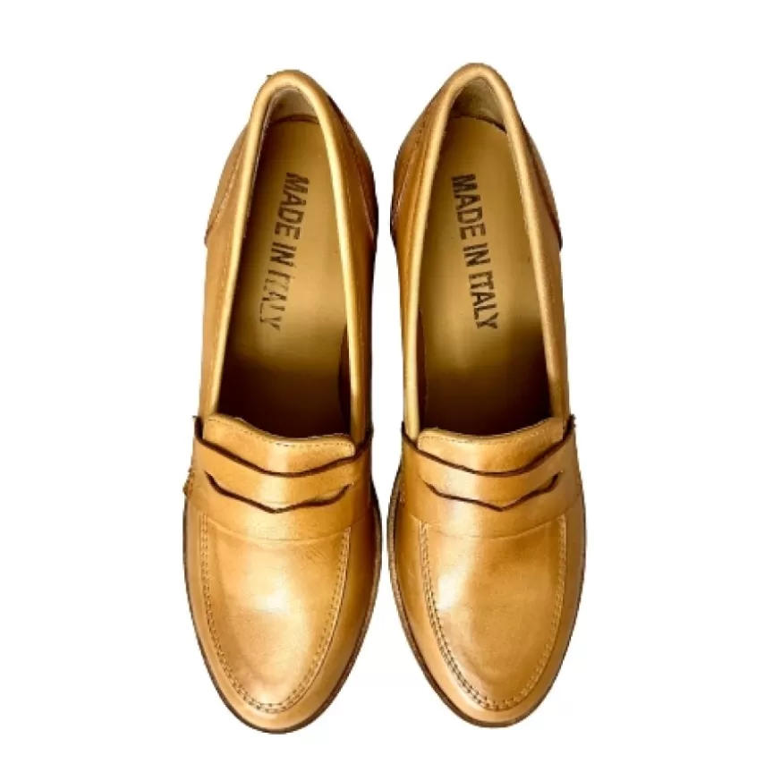 Donna CAMARRI CALZATURE Scarpe Donna | Mocassino Artigianale In Pelle Mod. College Con Tacco