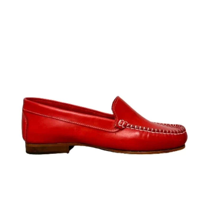 Donna CAMARRI CALZATURE Scarpe Donna | Mocassino Artigianale Sfoderato Rosso