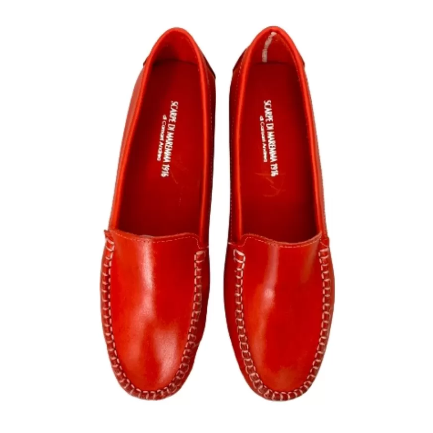 Donna CAMARRI CALZATURE Scarpe Donna | Mocassino Artigianale Sfoderato Rosso