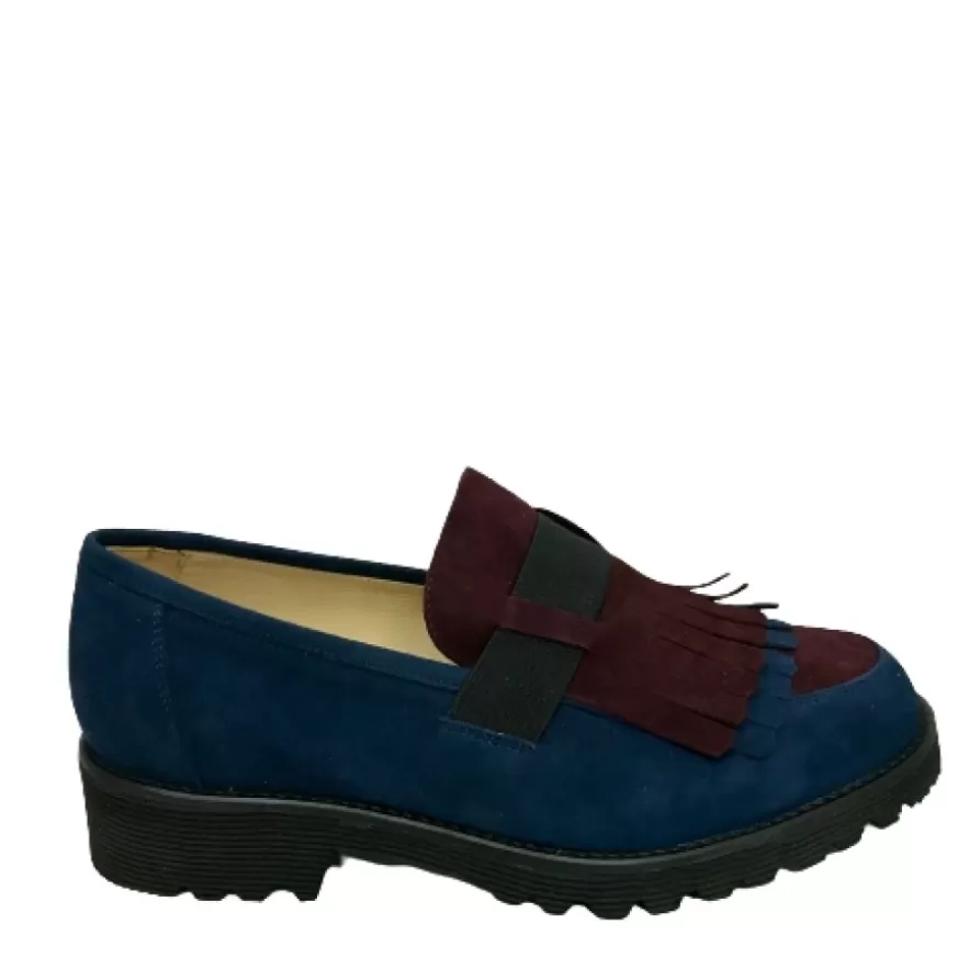Donna CAMARRI CALZATURE Scarpe Donna | Mocassino Bicolore Blu/Bordeaux
