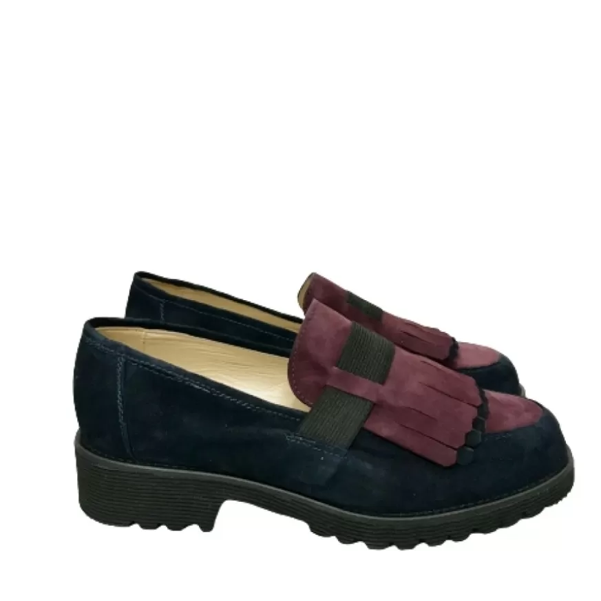 Donna CAMARRI CALZATURE Scarpe Donna | Mocassino Bicolore Blu/Bordeaux
