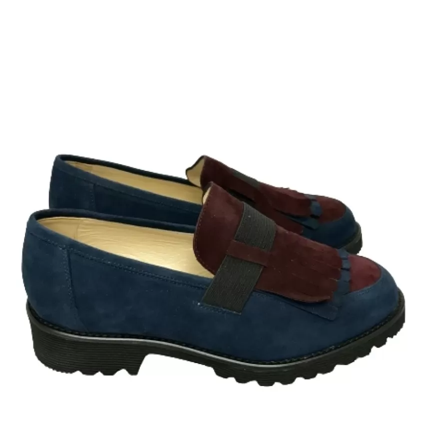 Donna CAMARRI CALZATURE Scarpe Donna | Mocassino Bicolore Blu/Bordeaux