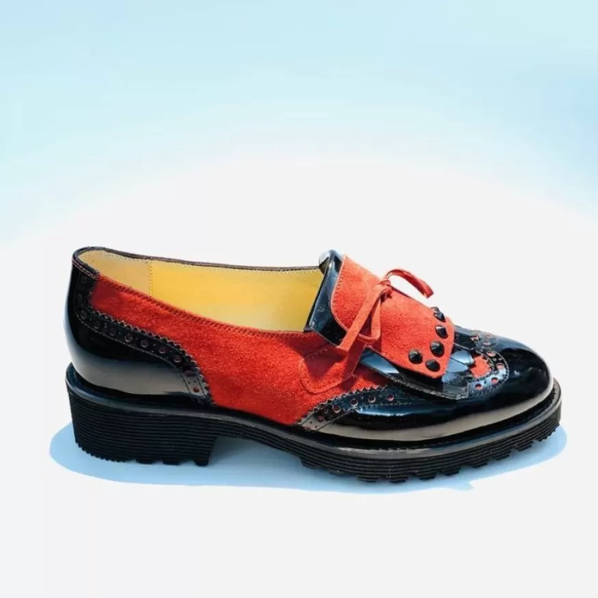 Donna CAMARRI CALZATURE Scarpe Donna | Mocassino Bicolore Nero/Rosso