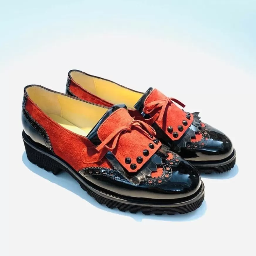 Donna CAMARRI CALZATURE Scarpe Donna | Mocassino Bicolore Nero/Rosso