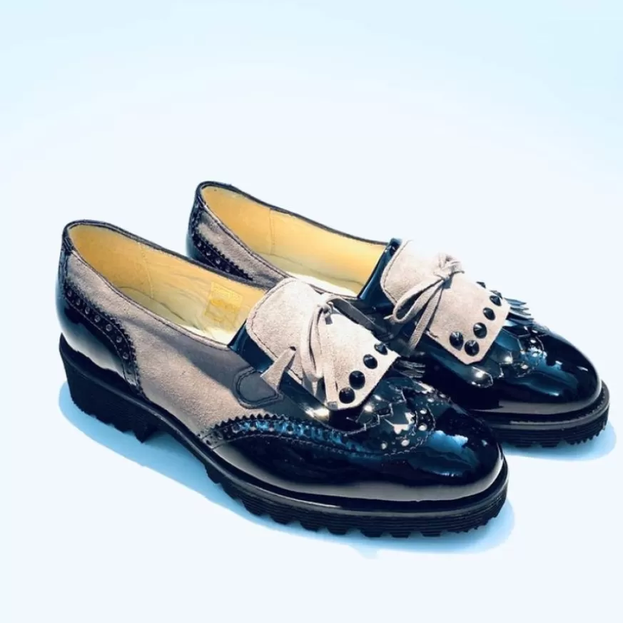 Donna CAMARRI CALZATURE Scarpe Donna | Mocassino Bicolore Taupe/Nero