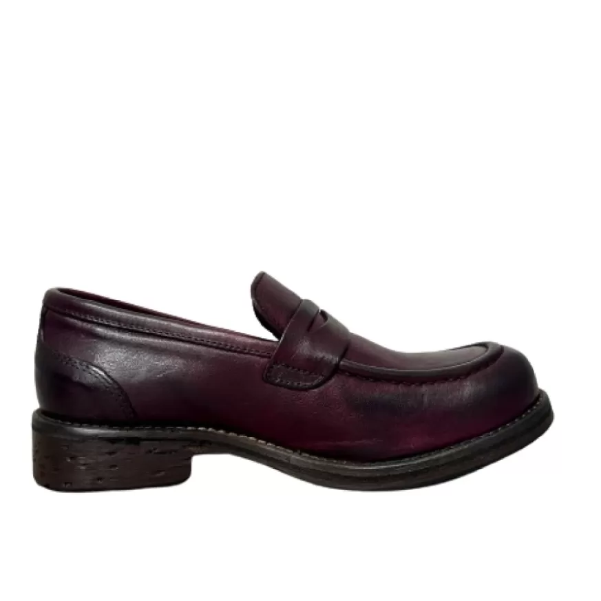 Donna CAMARRI CALZATURE Scarpe Donna | Mocassino In Pelle Tuffata Bordeaux Cucito Blake