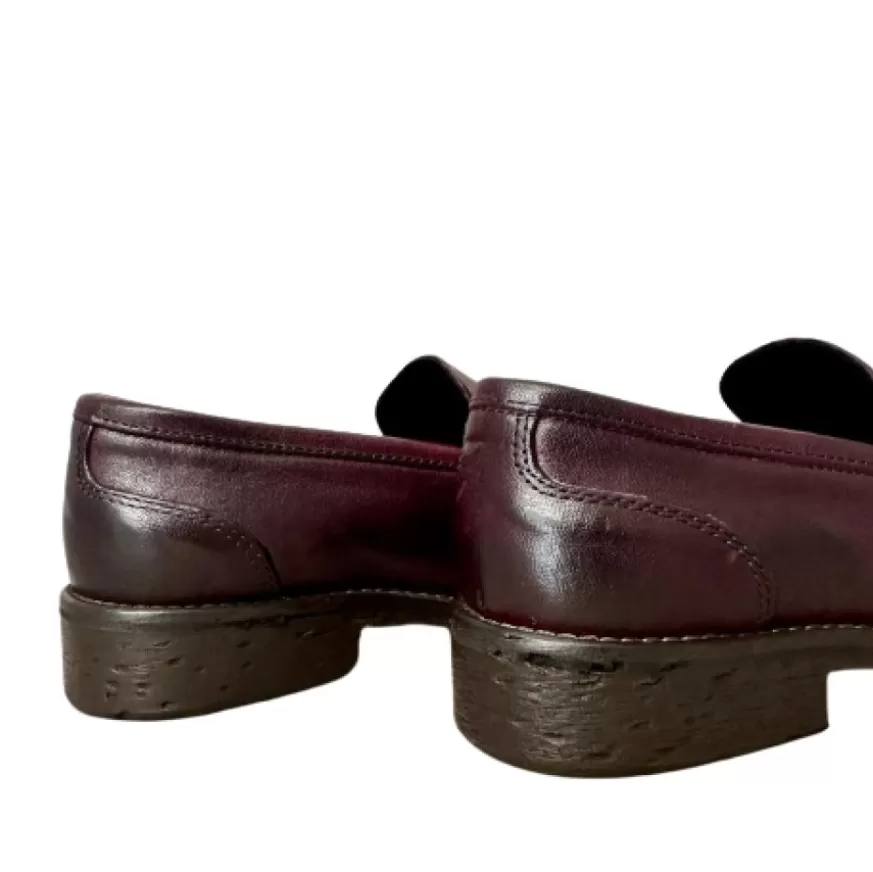 Donna CAMARRI CALZATURE Scarpe Donna | Mocassino In Pelle Tuffata Bordeaux Cucito Blake