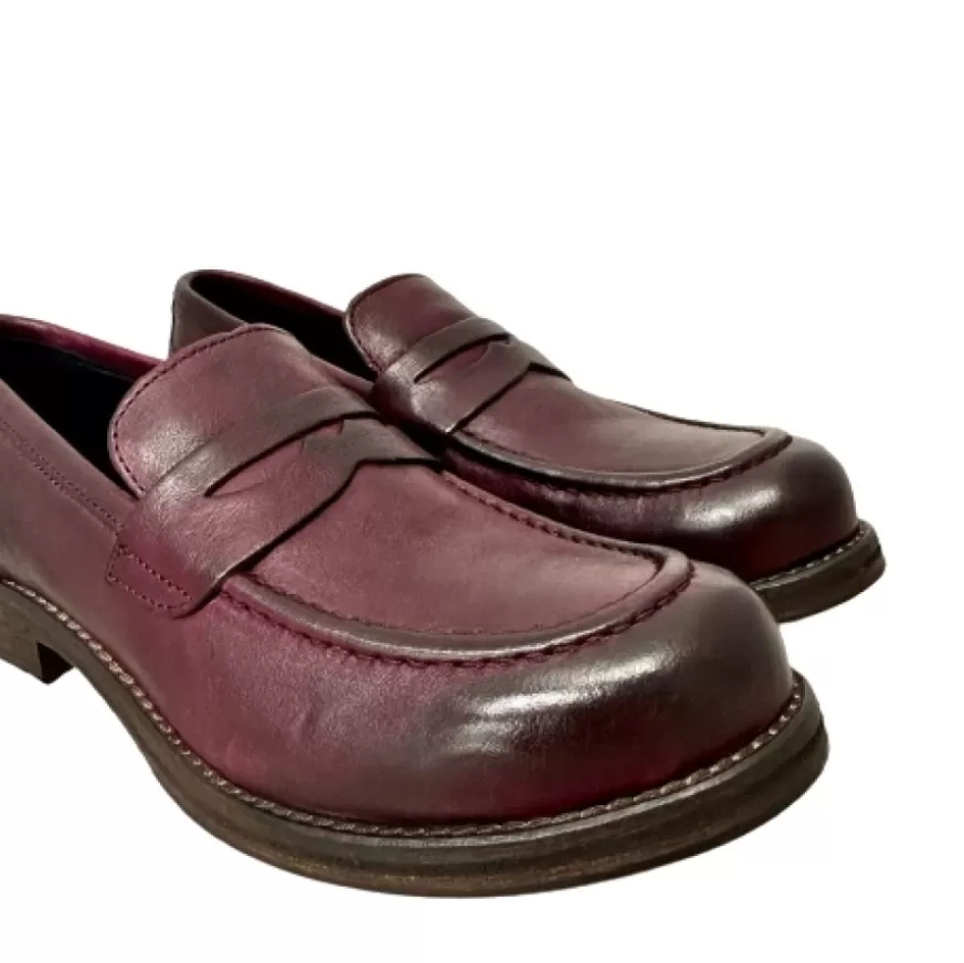 Donna CAMARRI CALZATURE Scarpe Donna | Mocassino In Pelle Tuffata Bordeaux Cucito Blake