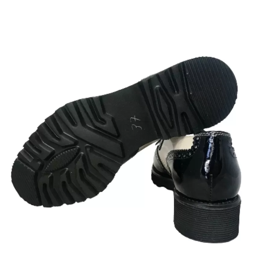 Donna CAMARRI CALZATURE Scarpe Donna | Mocassino In Vernice Nera E Latte