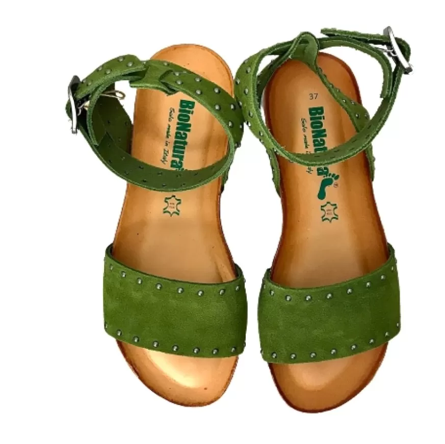 Donna CAMARRI CALZATURE Scarpe Donna | Sandalo Allacciato Alla Caviglia Verde Bionatura