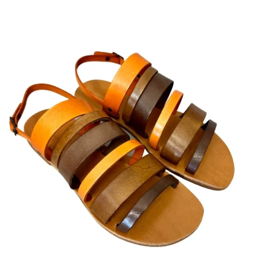 Donna CAMARRI CALZATURE Scarpe Donna | Sandalo Artigianale Multicolore Marrone
