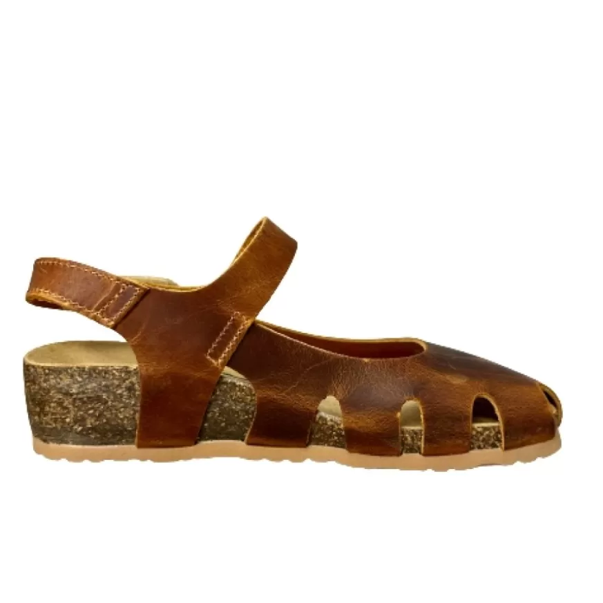 Donna CAMARRI CALZATURE Scarpe Donna | Sandalo Bionatura Chiuso In Punta In Pelle Oleata Albicocca