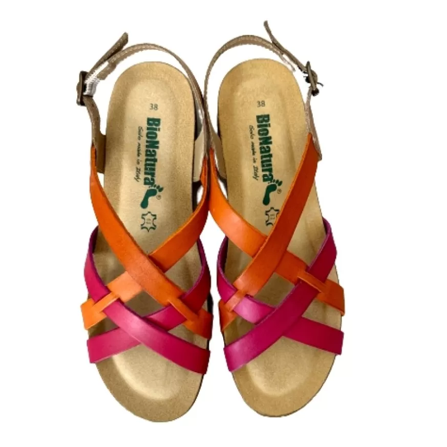 Donna CAMARRI CALZATURE Scarpe Donna | Sandalo Bionatura In Pelle Fucsia, Arancio, Taupe