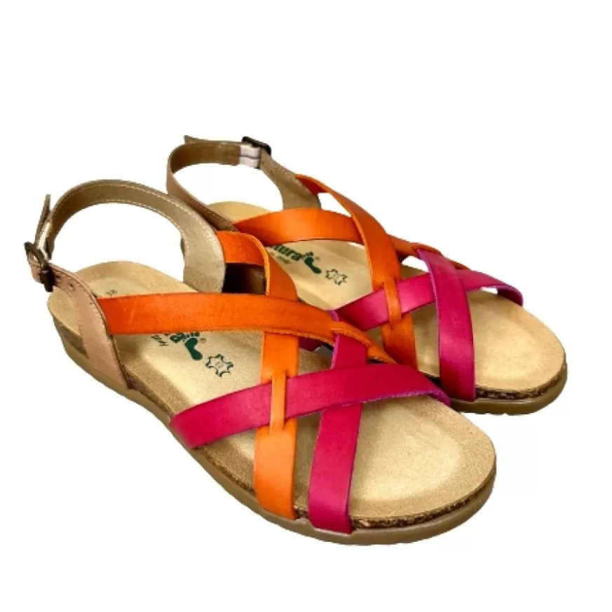 Donna CAMARRI CALZATURE Scarpe Donna | Sandalo Bionatura In Pelle Fucsia, Arancio, Taupe