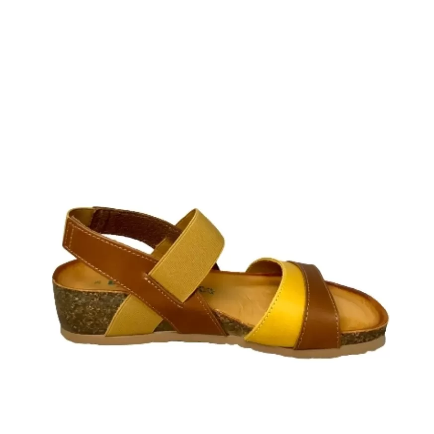 Donna CAMARRI CALZATURE Scarpe Donna | Sandalo Bionatura In Pelle Giallo E Cuoio