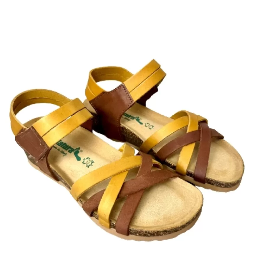 Donna CAMARRI CALZATURE Scarpe Donna | Sandalo Bionatura In Pelle Giallo E Cuoio