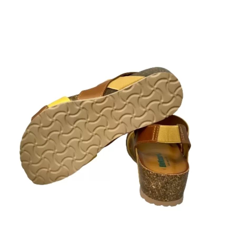 Donna CAMARRI CALZATURE Scarpe Donna | Sandalo Bionatura In Pelle Giallo E Cuoio