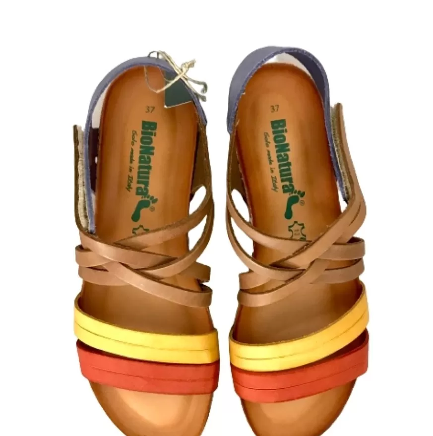 Donna CAMARRI CALZATURE Scarpe Donna | Sandalo Bionatura Multicolor In Pelle