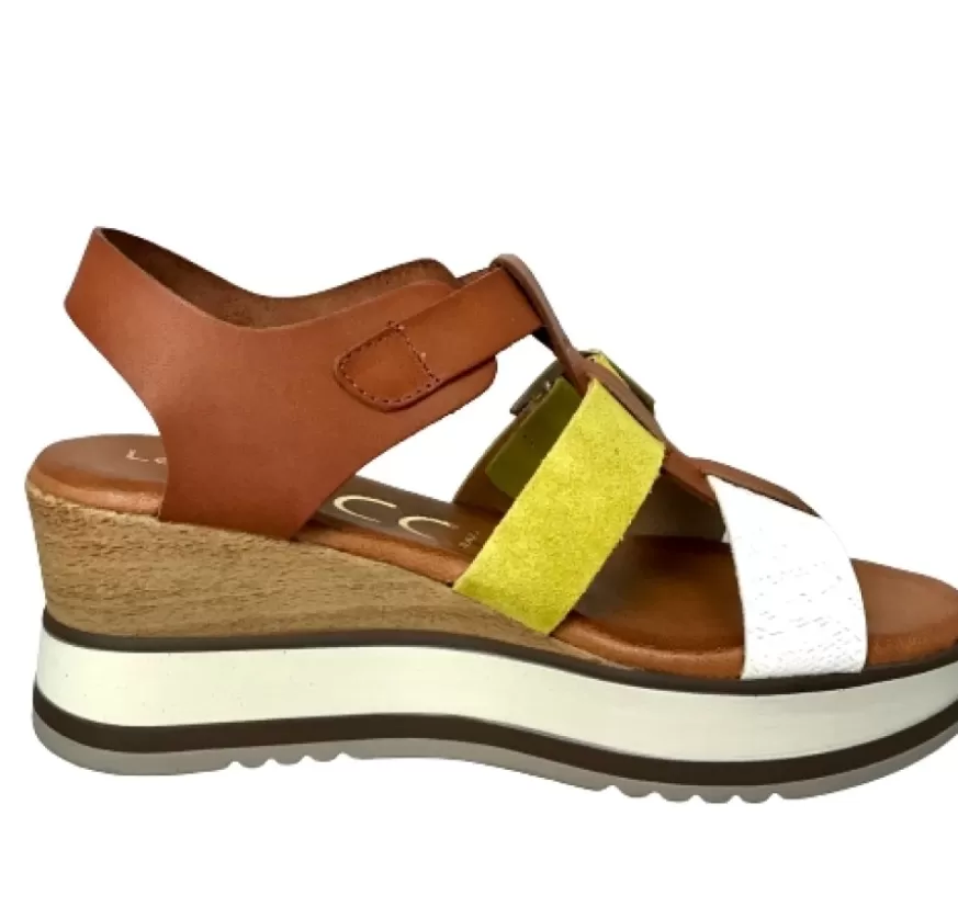 Donna CAMARRI CALZATURE Scarpe Donna | Sandalo Con Zeppa In Pelle Multicolor