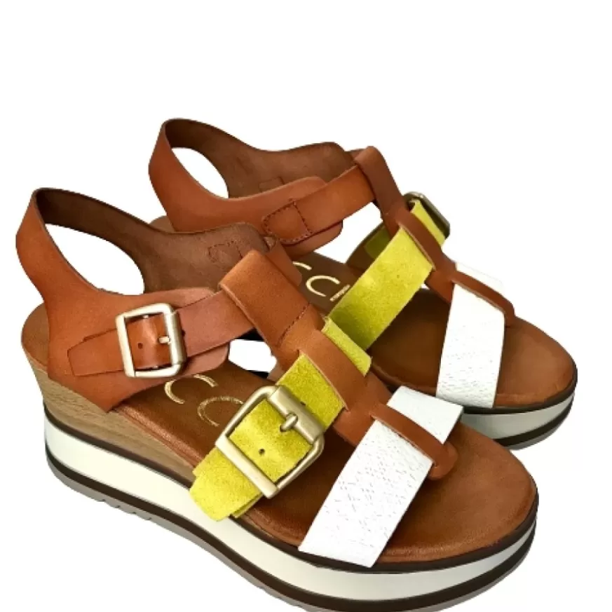 Donna CAMARRI CALZATURE Scarpe Donna | Sandalo Con Zeppa In Pelle Multicolor