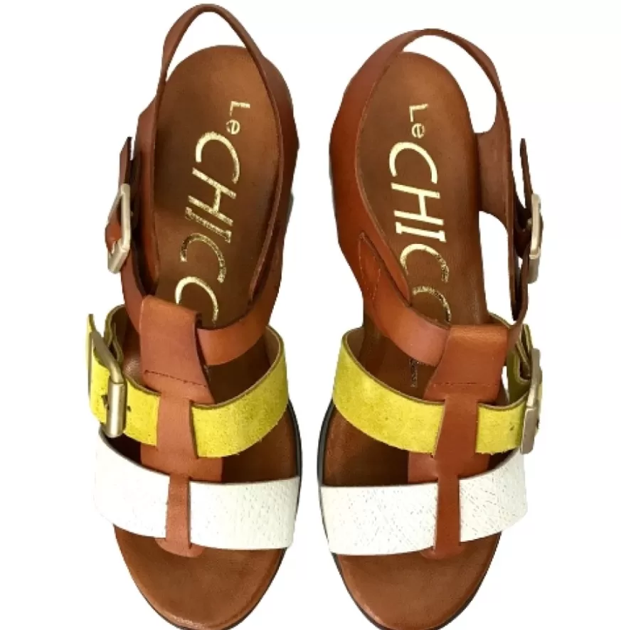 Donna CAMARRI CALZATURE Scarpe Donna | Sandalo Con Zeppa In Pelle Multicolor