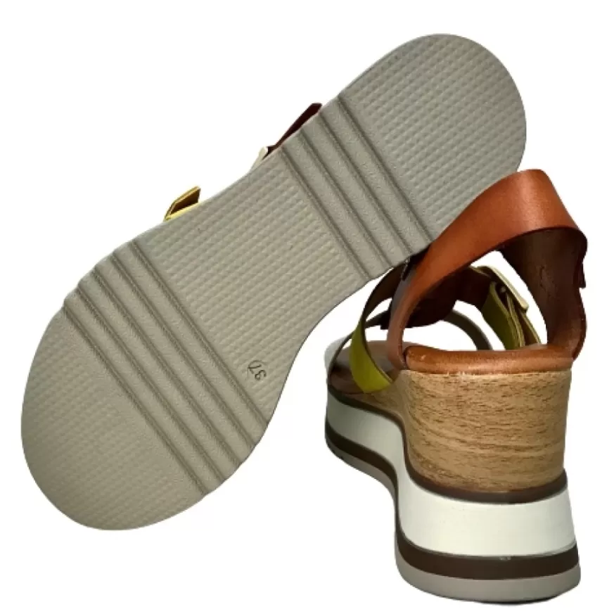 Donna CAMARRI CALZATURE Scarpe Donna | Sandalo Con Zeppa In Pelle Multicolor