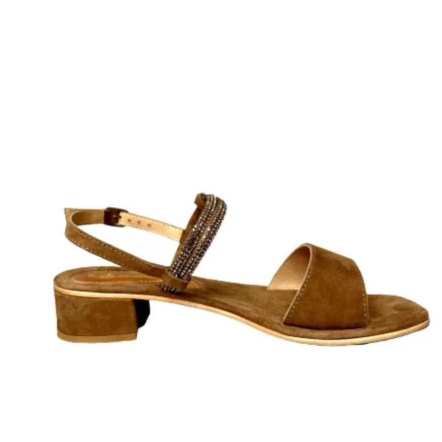 Donna CAMARRI CALZATURE Scarpe Donna | Sandalo Gioiello In Camoscio Cuoio Nude
