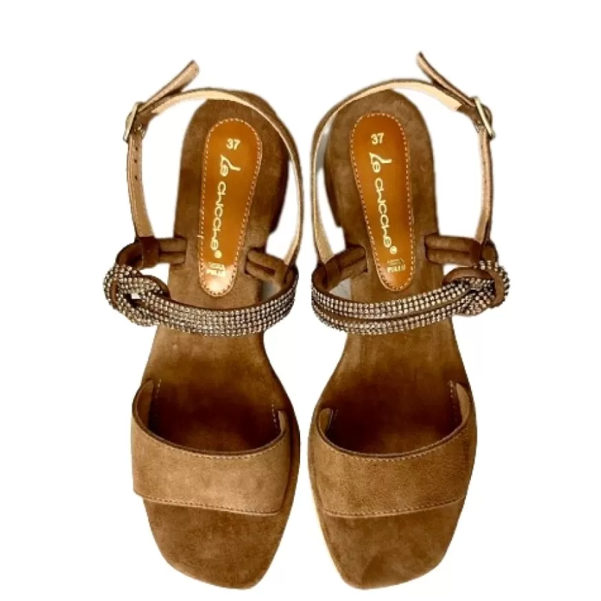 Donna CAMARRI CALZATURE Scarpe Donna | Sandalo Gioiello In Camoscio Cuoio Nude