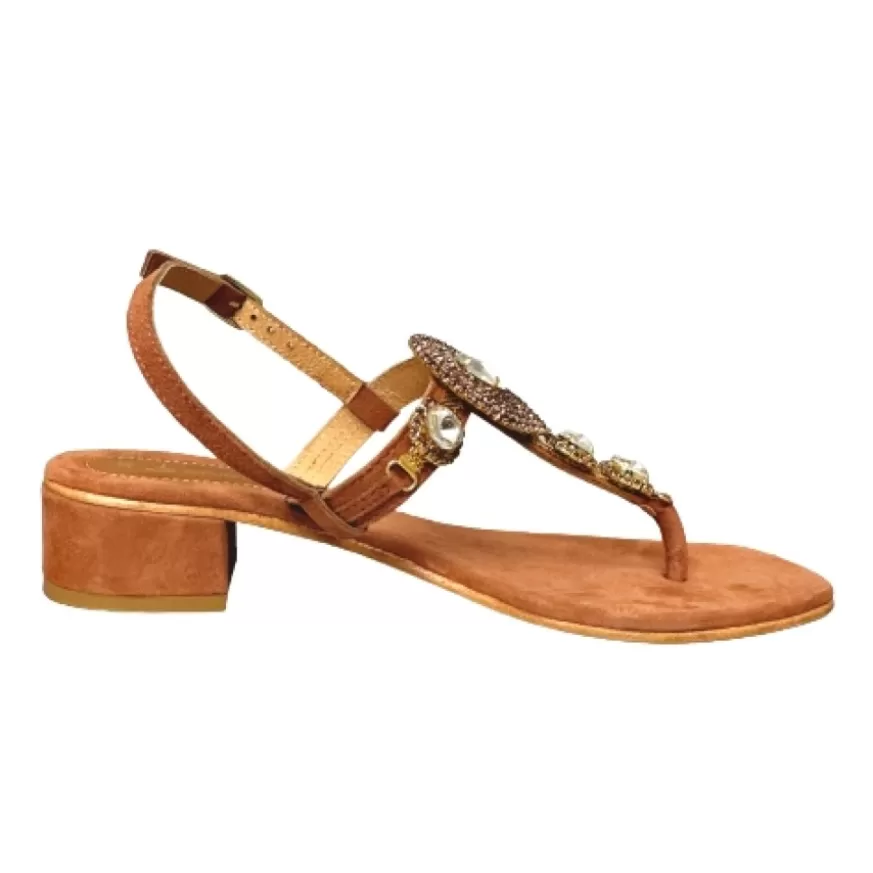 Donna CAMARRI CALZATURE Scarpe Donna | Sandalo Gioiello Infradito In Camoscio Corallo Rosa