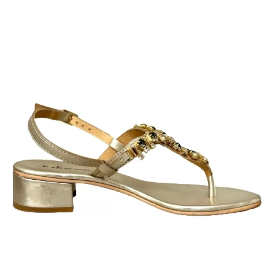Donna CAMARRI CALZATURE Scarpe Donna | Sandalo Gioiello Infradito In Pelle Oro Laminata