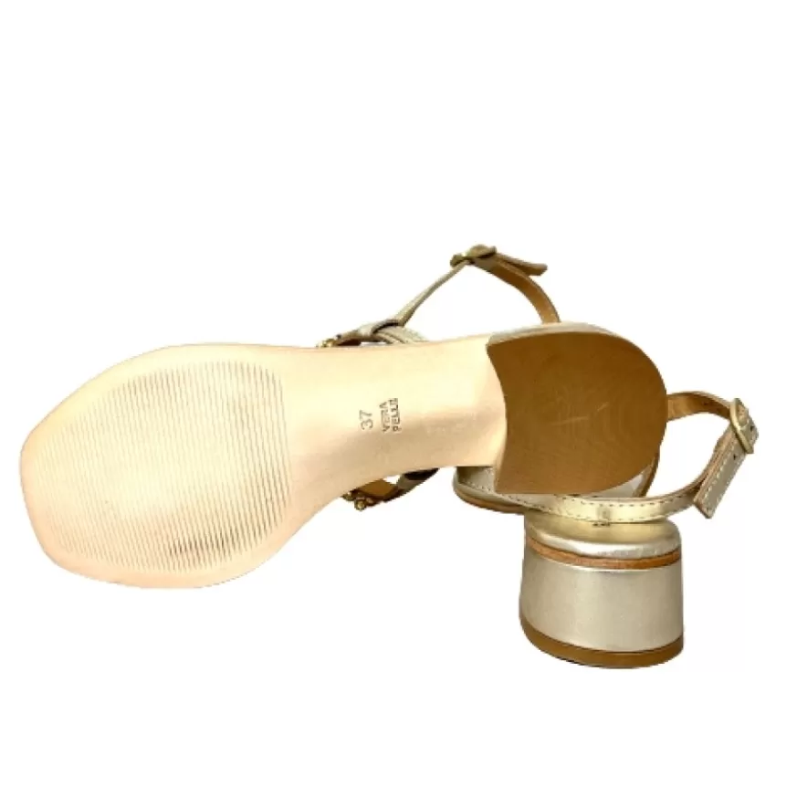 Donna CAMARRI CALZATURE Scarpe Donna | Sandalo Gioiello Infradito In Pelle Oro Laminata