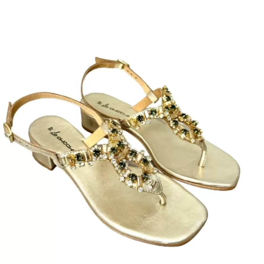 Donna CAMARRI CALZATURE Scarpe Donna | Sandalo Gioiello Infradito In Pelle Oro Laminata