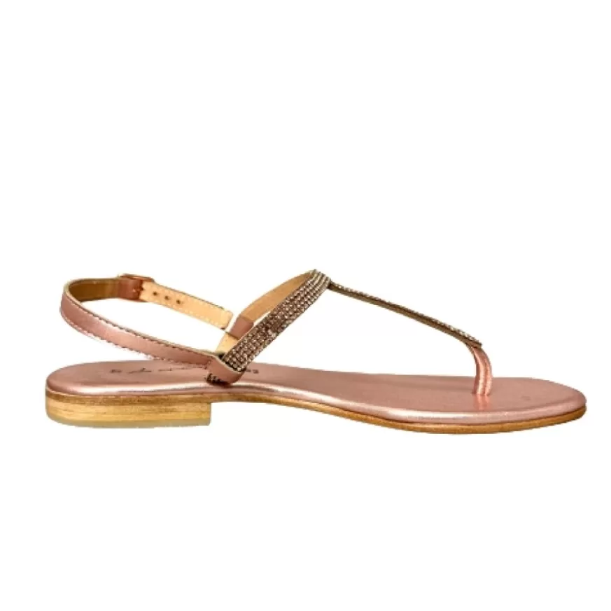 Donna CAMARRI CALZATURE Scarpe Donna | Sandalo Gioiello Infradito In Pelle Rosa Laminata