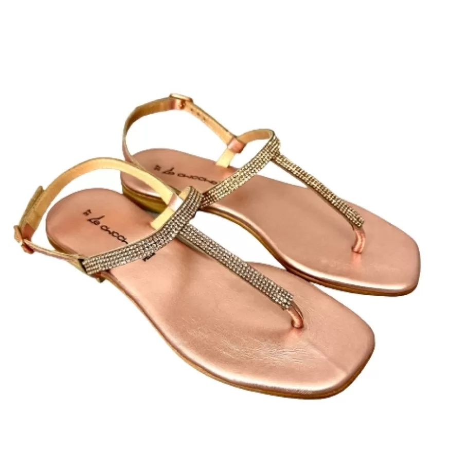 Donna CAMARRI CALZATURE Scarpe Donna | Sandalo Gioiello Infradito In Pelle Rosa Laminata