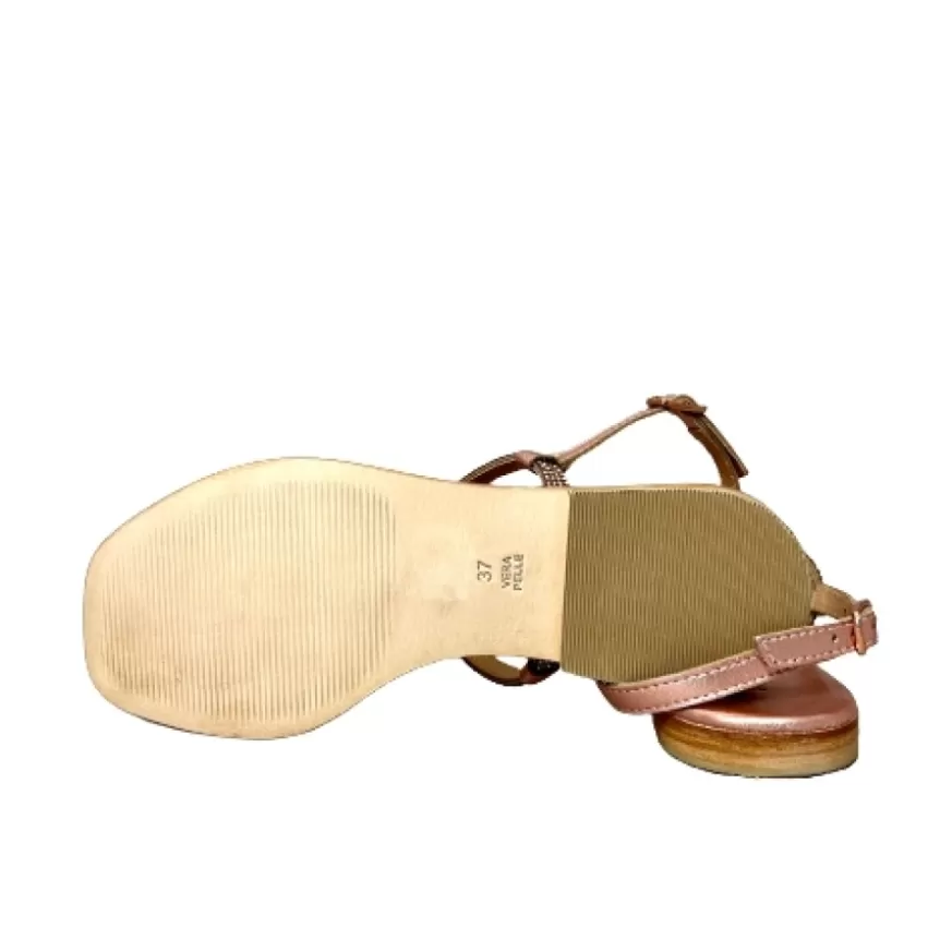 Donna CAMARRI CALZATURE Scarpe Donna | Sandalo Gioiello Infradito In Pelle Rosa Laminata