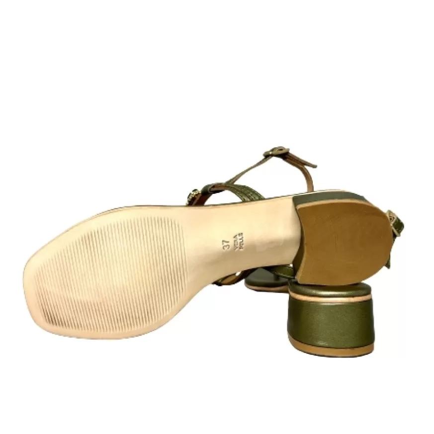 Donna CAMARRI CALZATURE Scarpe Donna | Sandalo Gioiello Infradito In Pelle Verde Laminata