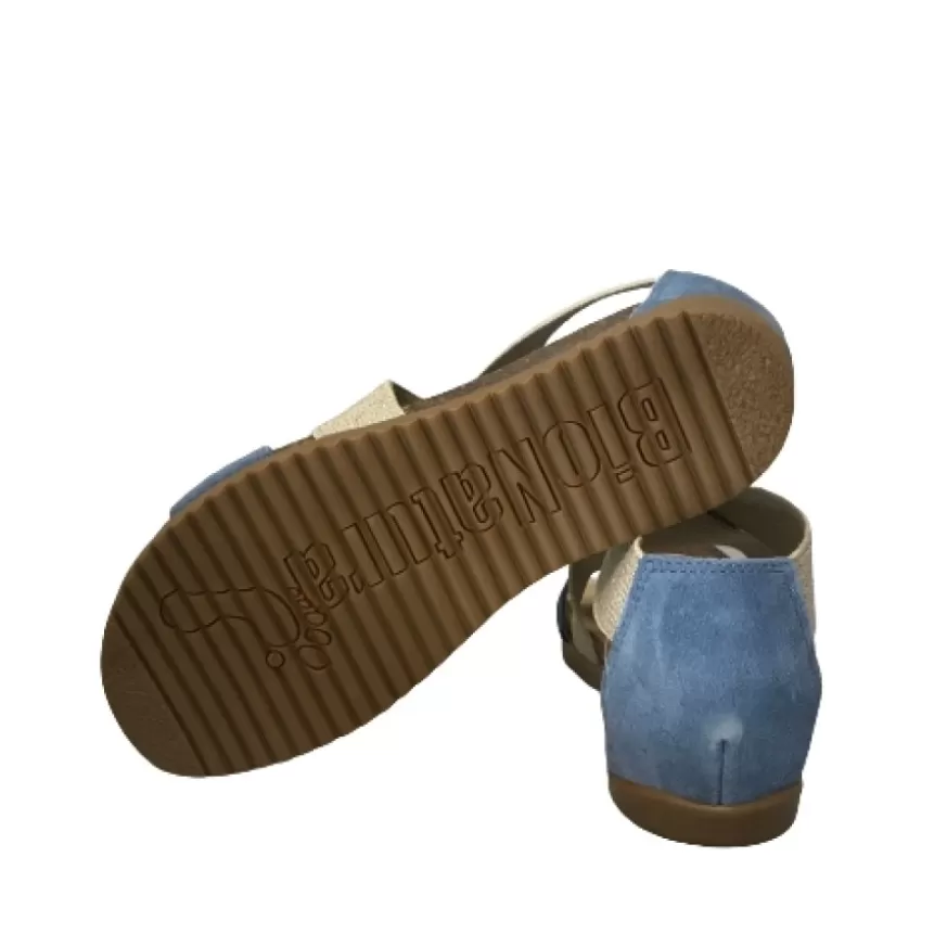 Donna CAMARRI CALZATURE Scarpe Donna | Sandalo In Pelle Bionatura Con Elastico Celeste