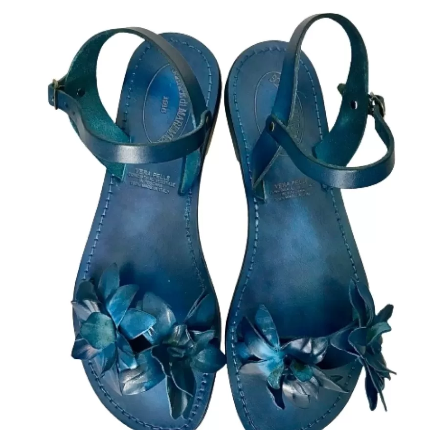 Donna CAMARRI CALZATURE Scarpe Donna | Sandalo In Pelle Blu Mod. Fiorenza