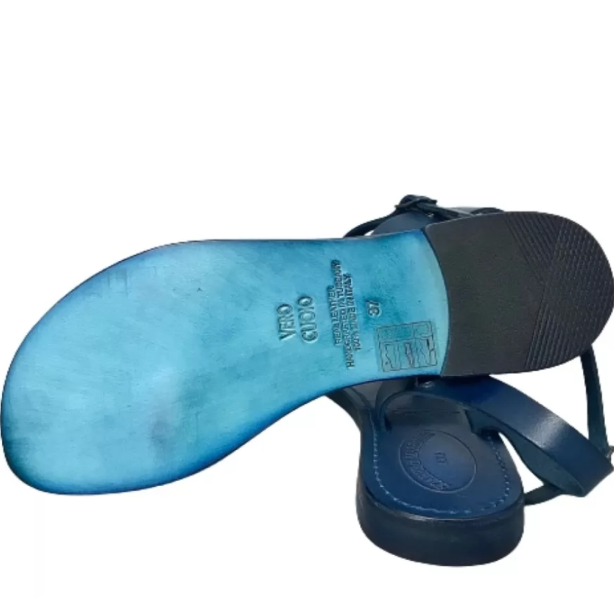 Donna CAMARRI CALZATURE Scarpe Donna | Sandalo In Pelle Blu Mod. Fiorenza