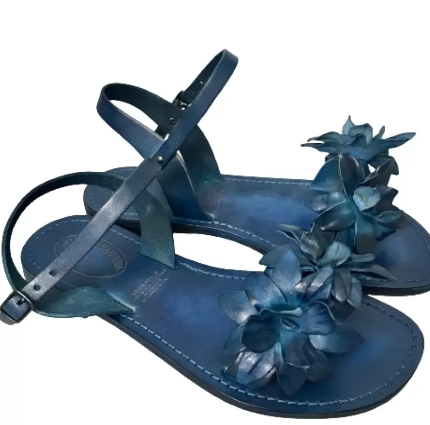 Donna CAMARRI CALZATURE Scarpe Donna | Sandalo In Pelle Blu Mod. Fiorenza