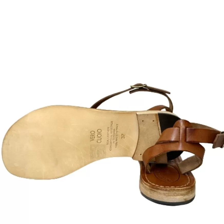 Donna CAMARRI CALZATURE Scarpe Donna | Sandalo In Pelle Cuoio Bruciato Mod. 6807