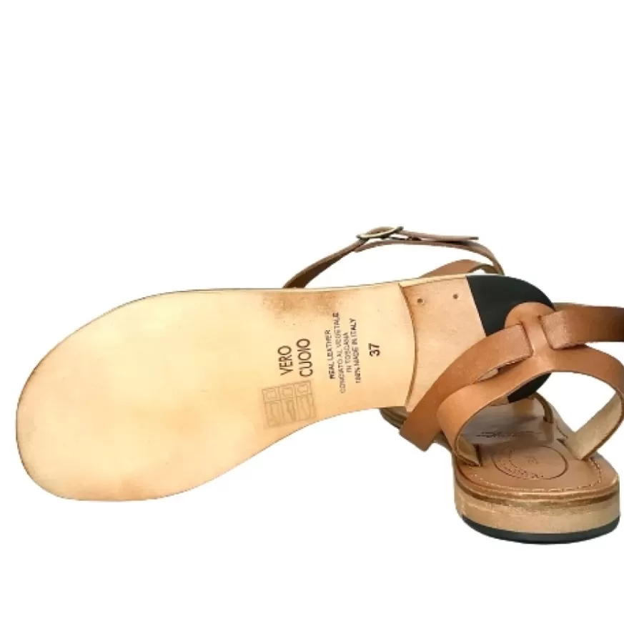 Donna CAMARRI CALZATURE Scarpe Donna | Sandalo In Pelle Cuoio Bruciato Mod. 6807