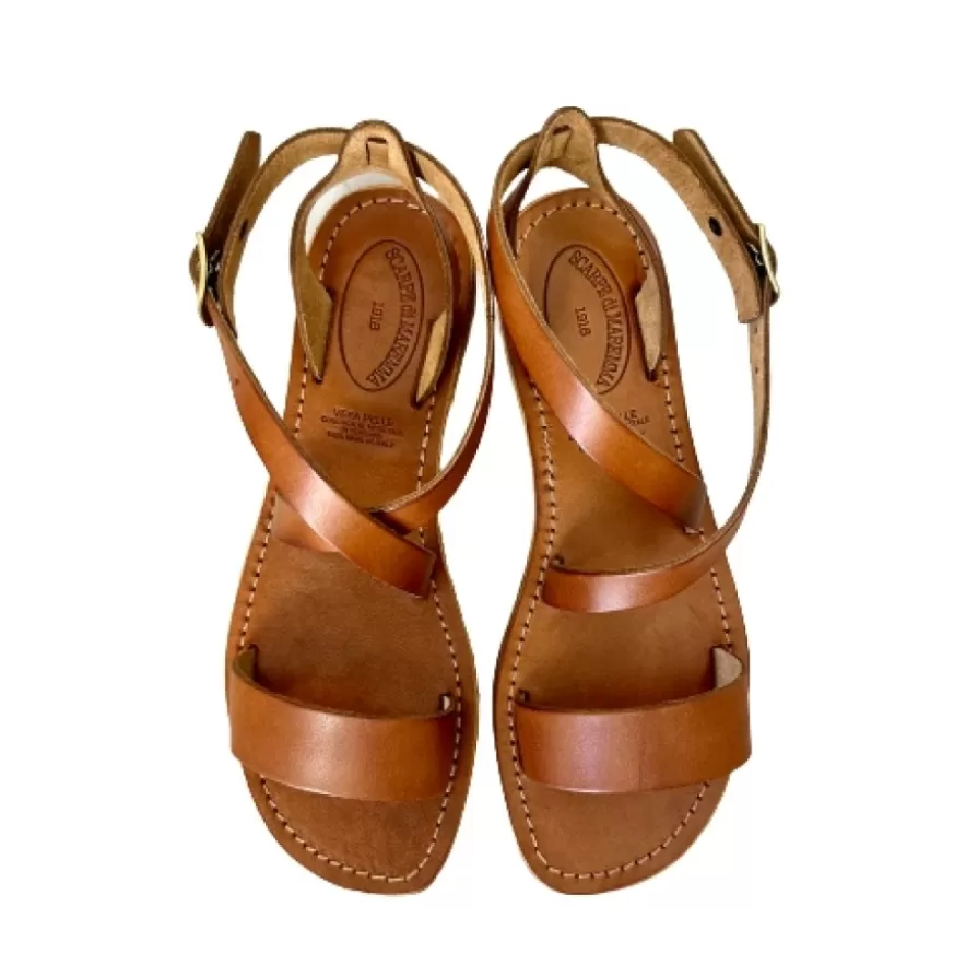 Donna CAMARRI CALZATURE Scarpe Donna | Sandalo In Pelle Cuoio Bruciato Mod. 6807
